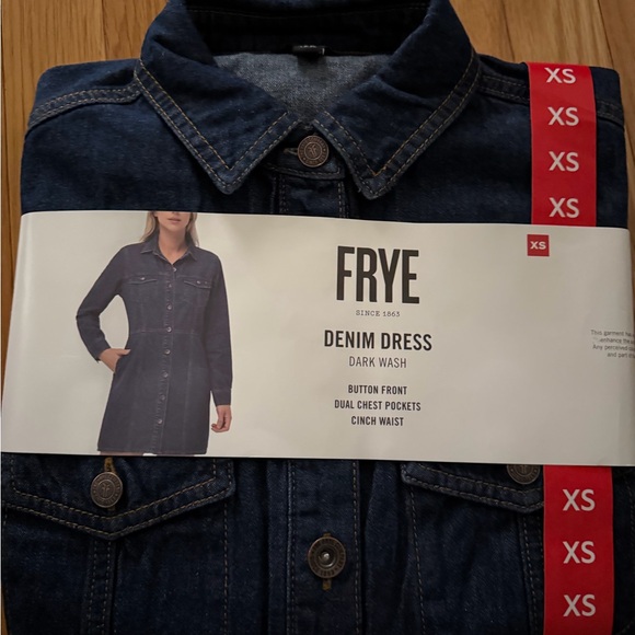 Frye Dark Denim Long Sleeve Dress XS/0-2 NWT - Picture 2 of 4